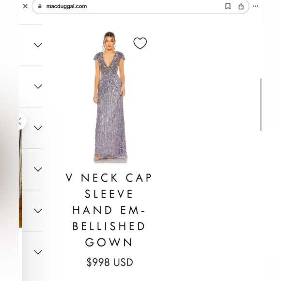 NWT Mac Duggal V Neck Cap Sleeve Hand Beaded Gown in Lavender B28 - Picture 4 of 17